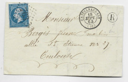 FRANCE N° 22 GC 763 TYPE 15 CASTENAUDARY 18 SEPT 1864 LETTRE BOITE R MAS AUDE - 1849-1876: Période Classique