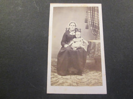 PHOTO CDV Nourrice Et Bebe Cliche LHIVER Abbeville  - Anciennes (Av. 1900)