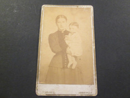 PHOTO CDV Femme & Son Bebe Cliche Bocher ABBEVILLE  - Ancianas (antes De 1900)