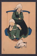 Ansichtskarte Künstlerkarte Frau Kind Schweine Fütterung Waage Ab Wageningen - Ohne Zuordnung