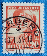 1935 Zu J 75 PRO JUVENTUTE Obl. AARBERG 18.1.36 LUXE Voir Description - Usati