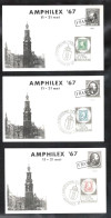 NEDERLAND NVPH  886 /888 Op 3 Maximumkaarten Amphilex ‘67 - Maximum Cards