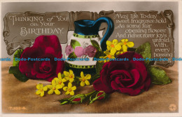 R123228 Greeting Postcard. Thinking Of You On Your Birthday. Flowers And Vases. - World