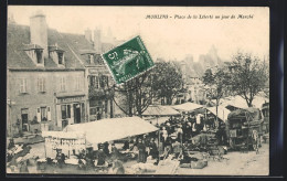 CPA Moulins, Place De La Liberté Un Jour De Marché  - Moulins