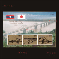 2000 LAOS BRIDGES MS OF 3V GOLD FOIL - Bridges