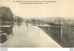 PARIS INONDATIONS DE 1910  QUAI DE GRENELLE LA LIGNE ELECTRIQUE DES INVALIDES - Inondations De 1910