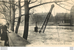 PARIS  INONDE 1910 VUE PRISE DU QUAI DES ORFEVRES PUBLICITE AU VERSO OUVERTURE CAFE BAR A LA FAUVETTE DES HALLES - Inondations De 1910