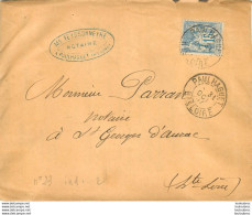 ENVELOPPE  1907  N°23  IND.2 ENVOI DE PAULHAGUET AVEC COURRIER - 1877-1920: Semi Modern Period