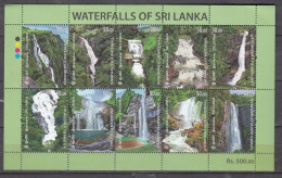 SRI LANKA,  2024, WATERFALLS Of Sri Lanka, SS,  MNH, (**) - Bhoutan
