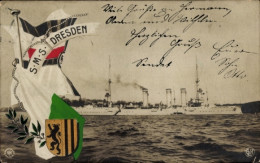 CPA Deutsches Kriegsschiff, SMS Dresden, Kleiner Kreuzer, Kaiserliche Marine, NPG, GLK - Autres & Non Classés