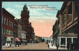AK Waterford, NY, Broad Street With Town Hall And Post Office  - Sonstige & Ohne Zuordnung