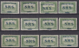 ⁕ Croatia 1918 (Yugoslavia) ⁕ SHS HRVATSKA Overprint On Hungary 80 F. Parliament Mi.78 ⁕ 12v MH - Kroatië