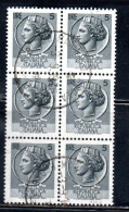 ITALIA REPUBBLICA ITALY REPUBLIC 1968 - 1976 SIRACUSANA TURRITA STELLE STARS LIRE 5 BLOCCO USATO BLOCK USED OBLITERE' - 1961-70: Oblitérés