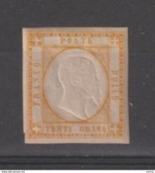 PROVINCE  NAPOLETANE:  1861  EFFIGIE  IN  RILIEVO  -  20 Gr. GIALLO  S.G. -  SASS. 10 - Nuevos