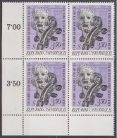 1967 , Mi 1253 ** (2) -  4er Block Postfrisch - 150 Jahre Akademie Für Musik Und Darstellende Kunst In Wien - Unused Stamps