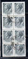 ITALIA REPUBBLICA ITALY REPUBLIC 1968 - 1976 SIRACUSANA TURRITA STELLE STARS LIRE 5 BLOCCO USATO BLOCK USED OBLITERE' - 1961-70: Usados