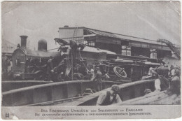 Das Eisenbahn Unglück Von Salisbury In England. Die Zusammengestossenen U. Ineinandergefahrenen Lokomotiven. - Eisenbahnen