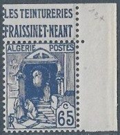 ALGERIE N°137a ** Avec  Pub Teintureries FRAISSINET Neuf Sans Charnière MNH Luxe - Unused Stamps