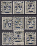 ⁕ Croatia 1918 (Yugoslavia) ⁕ SHS HRVATSKA Overprint On Hungary 40 F.  Mi.87 "Karl And Zita" ⁕ 9v MH/MNH - Scan - Croatie