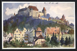 Künstler-AK Landshut, Blick Zur Burg Trausnitz  - Landshut