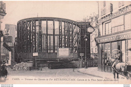 PARIS TRAVAUX DU CHEMIN DE FER METROPOLITAIN CAISSON DE LA PLACE SAINT ANDRE DES ARTS - Metro, Estaciones