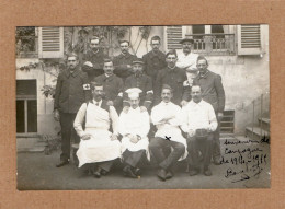 CPA Carte Photo Groupe Hôpital Militaire Cuisine Pavillon Sevigné Préhy Vichy - Oorlog 1914-18