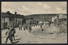 CPA Lancon, Vue De La Rue Avec Des Soldats  - Andere & Zonder Classificatie