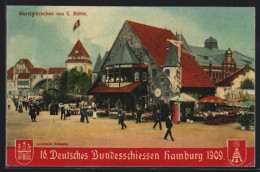 AK Hamburg, 16. Deutsches Bundesschiessen 1909, Gasthaus Wurstglöckchen Von C. Böhle  - Jacht