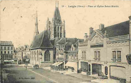 61 - Laigle - Place Et Eglise Saint Martin - Animé - CPA - Voir Scans Recto-Verso - L'Aigle