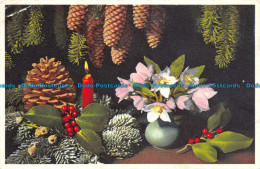 R124084 Old Postcard. Winter Flowers. Advent Wreath And Candle. Gyger And Klopfe - Monde