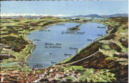 10563541 St Petersinsel Bielersee Panoramakarte Biel Vingelz Twann X 1957 St Pet - Autres & Non Classés