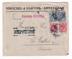 Lettre 1917 Amsterdam Hirschel & Hartog Pays Bas Nederland Sankt Gallen Suisse Schweiz - Cartas & Documentos