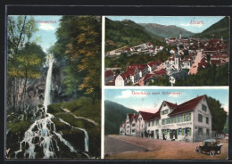 AK Urach, Gasthaus Zum Schwanen, Wasserfall, Ortsansicht  - Bad Urach