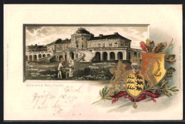 Passepartout-Lithographie Stuttgart, Schloss Solitude, Wappen  - Sonstige & Ohne Zuordnung