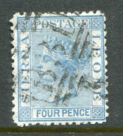 1873 Sierra Leone 4d Wmk Crown CC Used Sg 14 - Sierra Leona (...-1960)