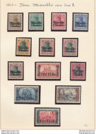 1911 Marocco - Colonie Tedesche - Yvert N. 45/57 - Soprastampati Marocco Con 2 K - 13 Valori - MH* - Firma G. Oliva - Andere & Zonder Classificatie