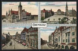 AK Chemnitz, Rathaus, Königsplatz, Johannisplatz Und Central-Theater  - Theatre