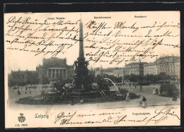 AK Leipzig, Augustusplatz Mit Neues Theater, Mendebrunnen Und Hauptpost  - Teatro