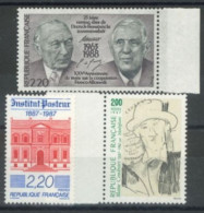 FRANCE -1987/88 -  CENT. OF PASTEUR INSTIT., & BLAISE C., & 25th ANNIV FRANCE- GERMANY COOP. STAMPS SET OF 3, UMM (**). - Ongebruikt