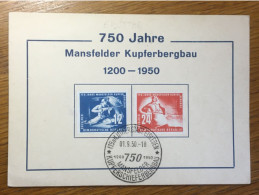 DDR, " 750 Jahre Mansfelder Kupferbergbau " FDC Sonderstempel Auf Blatt, Michel Nr. 273-274 - Brieven En Documenten