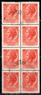 ITALIA REPUBBLICA ITALY REPUBLIC 1968 - 1976 SIRACUSANA TURRITA STELLE STARS LIRE 10 BLOCCO USATO BLOCK USED OBLITERE' - 1961-70: Gebraucht