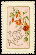 * CP BRODEE * BONNE ANNEE * FLEURS * BRODERIE - Brodées