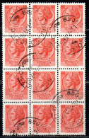 ITALIA REPUBBLICA ITALY REPUBLIC 1968 - 1976 SIRACUSANA TURRITA STELLE STARS LIRE 10 BLOCCO USATO BLOCK USED OBLITERE' - 1961-70: Oblitérés