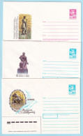 USSR 1987.0105-0915. A.Pushkin (1799-1937), Writer, Monuments. Prestamped Covers (3), Unused - 1980-91