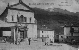 Bormio (Sondrio) - Piazza Cavour - Un Saluto Dall’hotel Della Torre - Chiesa E Piazza, Riparazioni Selciato 1908 - Sondrio