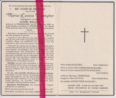 Devotie Doodsprentje Overlijden - Maria Desmytter Echtg Achiel Baillieu - Poperinge 1885 - Woesten 1955 - Obituary Notices
