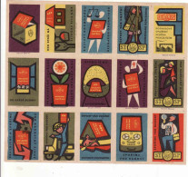 Czech Republic, 15 X Matchbox Labels, Savings Bank - Scatole Di Fiammiferi - Etichette