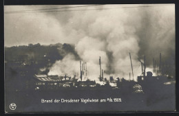 AK Brand Der Dresdener Vogelwiese Am 2.8.1909  - Disasters