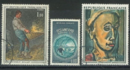 FRANCE -1991 -  WORK OF ARTS & OCEANEXPO, BORDEAUX STAMPS SET OF 3, USED. - Usados