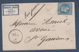 Haute Garonne -  Enveloppe De St Martory Avec C De Auzas + étiquette Lozes - 1849-1876: Période Classique